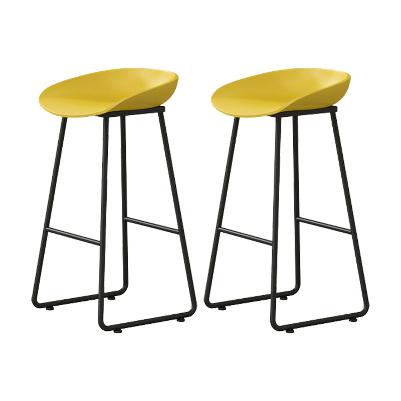 Modern Armless Backrest Counter Stool Iron Kitchen Bar Stool with Plastic Seat Yellow 2 Piece Set Bar Stool(30"H) Clearhalo 'Bar Furniture' 'Bar Stools' 'bar_stools' 'furn' 'furn_bar_stools' 'furniture_bar_stools' 'Kitchen & Dining Furniture' 'kitchen&dining_furn' 'kitchen' 'kitchen_furn' Furniture' 4555330