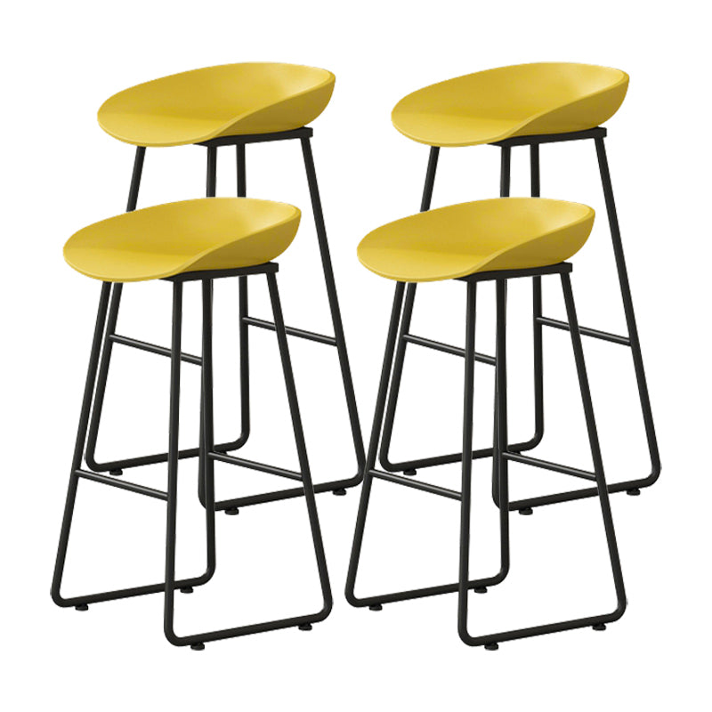 Modern Armless Backrest Counter Stool Iron Kitchen Bar Stool with Plastic Seat Yellow 4 Piece Set Bar Stool(30"H) Clearhalo 'Bar Furniture' 'Bar Stools' 'bar_stools' 'furn' 'furn_bar_stools' 'furniture_bar_stools' 'Kitchen & Dining Furniture' 'kitchen&dining_furn' 'kitchen' 'kitchen_furn' Furniture' 4555332