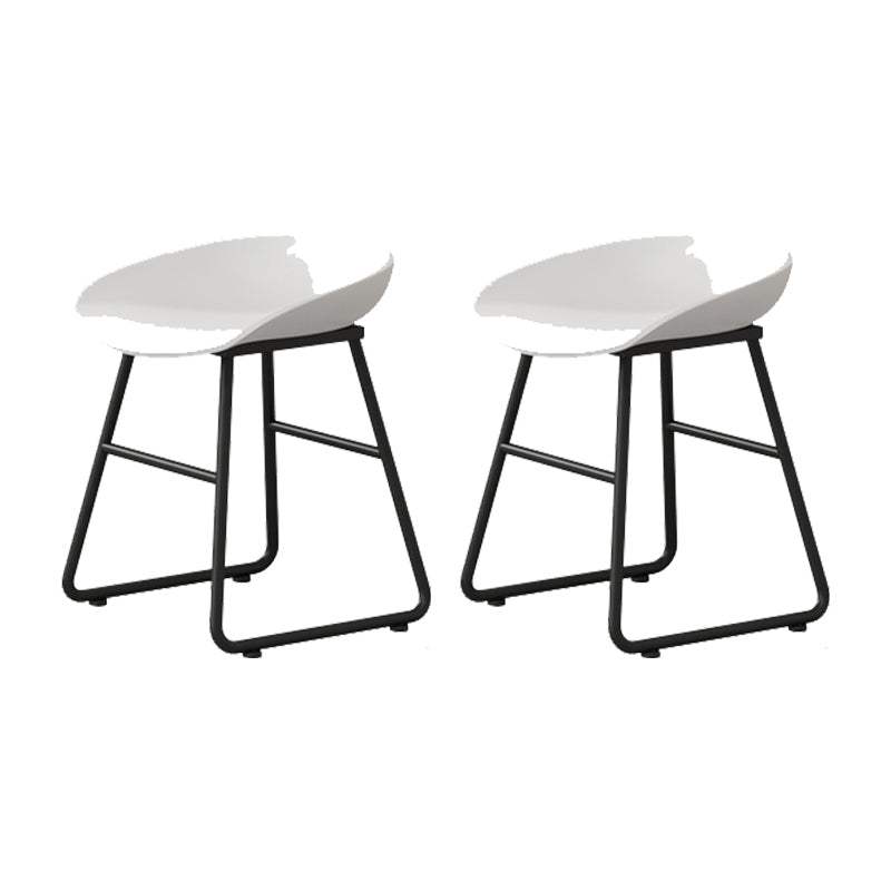 Modern Armless Backrest Counter Stool Iron Kitchen Bar Stool with Plastic Seat White 2 Piece Set Short Stool(18"H) Clearhalo 'Bar Furniture' 'Bar Stools' 'bar_stools' 'furn' 'furn_bar_stools' 'furniture_bar_stools' 'Kitchen & Dining Furniture' 'kitchen&dining_furn' 'kitchen' 'kitchen_furn' Furniture' 4555335