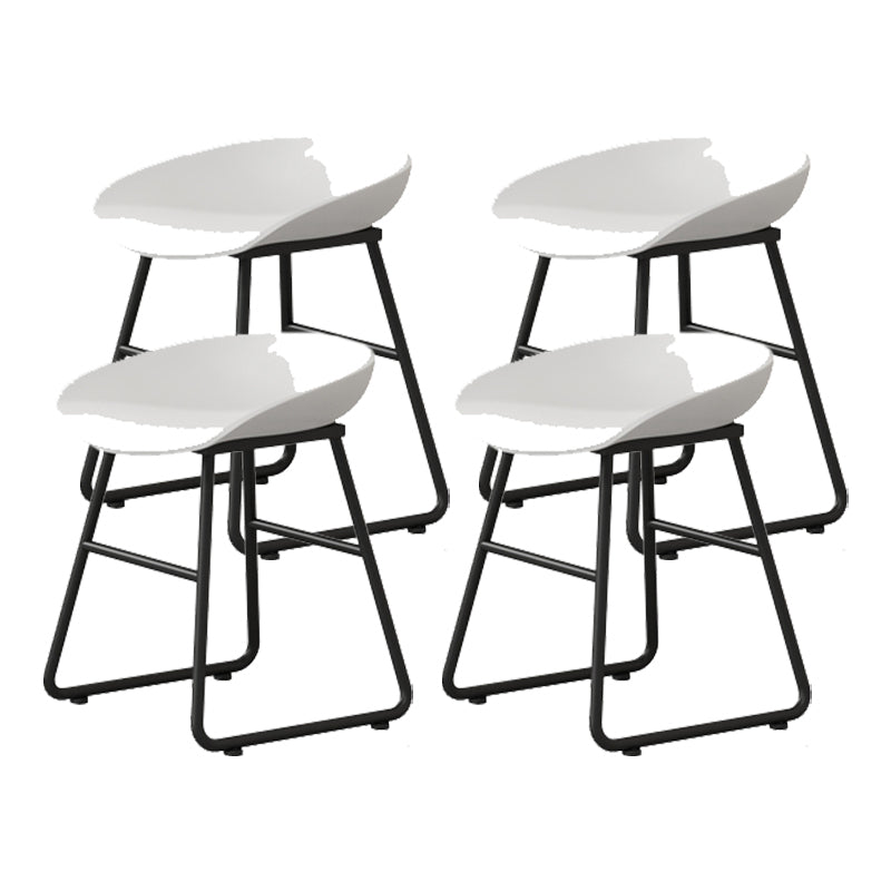 Modern Armless Backrest Counter Stool Iron Kitchen Bar Stool with Plastic Seat White 4 Piece Set Short Stool(18"H) Clearhalo 'Bar Furniture' 'Bar Stools' 'bar_stools' 'furn' 'furn_bar_stools' 'furniture_bar_stools' 'Kitchen & Dining Furniture' 'kitchen&dining_furn' 'kitchen' 'kitchen_furn' Furniture' 4555337