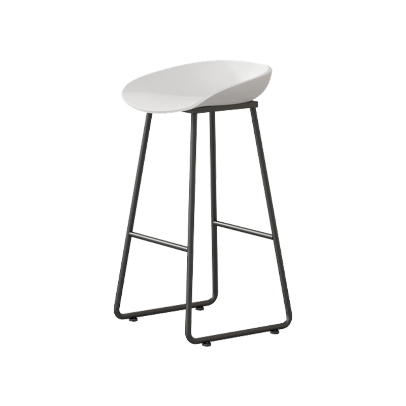 Modern Armless Backrest Counter Stool Iron Kitchen Bar Stool with Plastic Seat White 1 Piece Bar Stool(30"H) Clearhalo 'Bar Furniture' 'Bar Stools' 'bar_stools' 'furn' 'furn_bar_stools' 'furniture_bar_stools' 'Kitchen & Dining Furniture' 'kitchen&dining_furn' 'kitchen' 'kitchen_furn' Furniture' 4555338