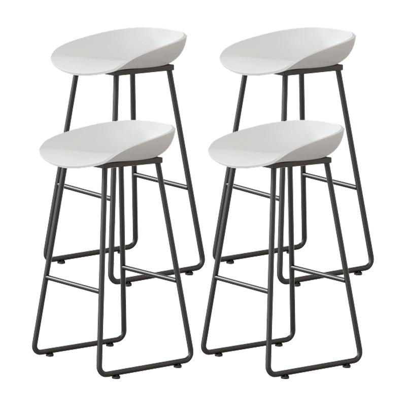 Modern Armless Backrest Counter Stool Iron Kitchen Bar Stool with Plastic Seat White 4 Piece Set Bar Stool(30"H) Clearhalo 'Bar Furniture' 'Bar Stools' 'bar_stools' 'furn' 'furn_bar_stools' 'furniture_bar_stools' 'Kitchen & Dining Furniture' 'kitchen&dining_furn' 'kitchen' 'kitchen_furn' Furniture' 4555340