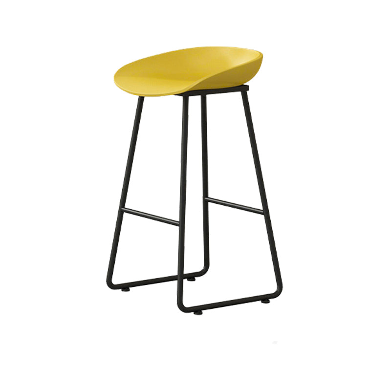 Modern Armless Backrest Counter Stool Iron Kitchen Bar Stool with Plastic Seat Yellow 1 Piece Counter Stool(26"H) Clearhalo 'Bar Furniture' 'Bar Stools' 'bar_stools' 'furn' 'furn_bar_stools' 'furniture_bar_stools' 'Kitchen & Dining Furniture' 'kitchen&dining_furn' 'kitchen' 'kitchen_furn' Furniture' 4555341