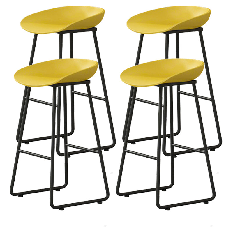 Modern Armless Backrest Counter Stool Iron Kitchen Bar Stool with Plastic Seat Yellow 4 Piece Set Counter Stool(26"H) Clearhalo 'Bar Furniture' 'Bar Stools' 'bar_stools' 'furn' 'furn_bar_stools' 'furniture_bar_stools' 'Kitchen & Dining Furniture' 'kitchen&dining_furn' 'kitchen' 'kitchen_furn' Furniture' 4555343