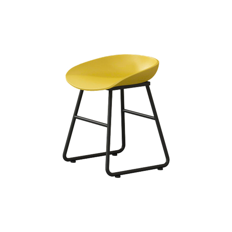 Modern Armless Backrest Counter Stool Iron Kitchen Bar Stool with Plastic Seat Yellow 1 Piece Short Stool(18"H) Clearhalo 'Bar Furniture' 'Bar Stools' 'bar_stools' 'furn' 'furn_bar_stools' 'furniture_bar_stools' 'Kitchen & Dining Furniture' 'kitchen&dining_furn' 'kitchen' 'kitchen_furn' Furniture' 4555344