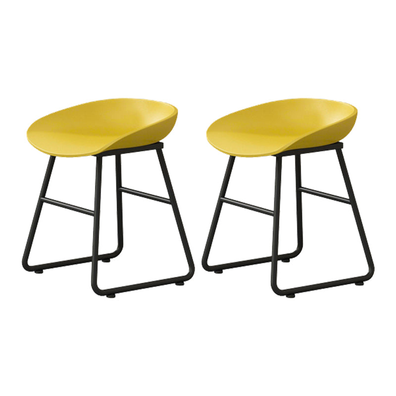 Modern Armless Backrest Counter Stool Iron Kitchen Bar Stool with Plastic Seat Yellow 2 Piece Set Short Stool(18"H) Clearhalo 'Bar Furniture' 'Bar Stools' 'bar_stools' 'furn' 'furn_bar_stools' 'furniture_bar_stools' 'Kitchen & Dining Furniture' 'kitchen&dining_furn' 'kitchen' 'kitchen_furn' Furniture' 4555345