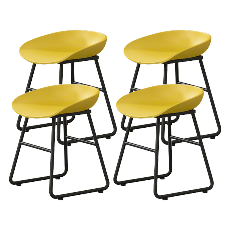 Modern Armless Backrest Counter Stool Iron Kitchen Bar Stool with Plastic Seat Yellow 4 Piece Set Short Stool(18"H) Clearhalo 'Bar Furniture' 'Bar Stools' 'bar_stools' 'furn' 'furn_bar_stools' 'furniture_bar_stools' 'Kitchen & Dining Furniture' 'kitchen&dining_furn' 'kitchen' 'kitchen_furn' Furniture' 4555346