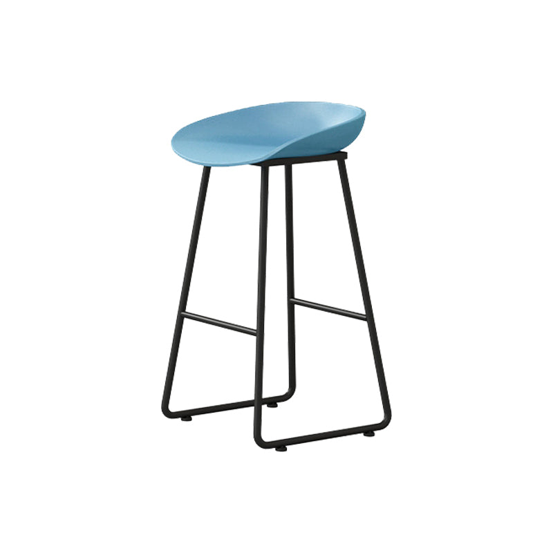 Modern Armless Backrest Counter Stool Iron Kitchen Bar Stool with Plastic Seat Blue 1 Piece Counter Stool(26"H) Clearhalo 'Bar Furniture' 'Bar Stools' 'bar_stools' 'furn' 'furn_bar_stools' 'furniture_bar_stools' 'Kitchen & Dining Furniture' 'kitchen&dining_furn' 'kitchen' 'kitchen_furn' Furniture' 4555347