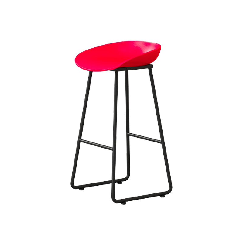 Modern Armless Backrest Counter Stool Iron Kitchen Bar Stool with Plastic Seat Red 1 Piece Bar Stool(30"H) Clearhalo 'Bar Furniture' 'Bar Stools' 'bar_stools' 'furn' 'furn_bar_stools' 'furniture_bar_stools' 'Kitchen & Dining Furniture' 'kitchen&dining_furn' 'kitchen' 'kitchen_furn' Furniture' 4555350