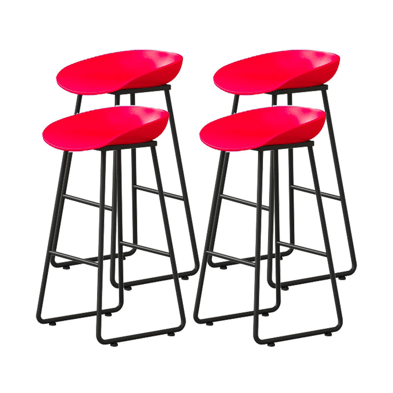 Modern Armless Backrest Counter Stool Iron Kitchen Bar Stool with Plastic Seat Red 4 Piece Set Bar Stool(30"H) Clearhalo 'Bar Furniture' 'Bar Stools' 'bar_stools' 'furn' 'furn_bar_stools' 'furniture_bar_stools' 'Kitchen & Dining Furniture' 'kitchen&dining_furn' 'kitchen' 'kitchen_furn' Furniture' 4555352