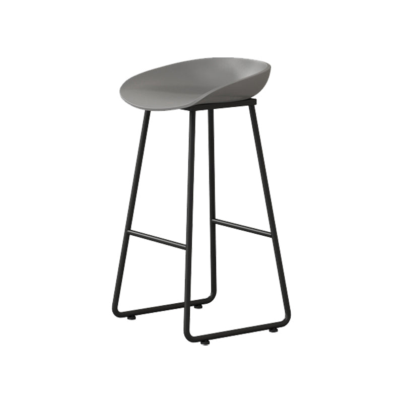Modern Armless Backrest Counter Stool Iron Kitchen Bar Stool with Plastic Seat Gray 1 Piece Bar Stool(30"H) Clearhalo 'Bar Furniture' 'Bar Stools' 'bar_stools' 'furn' 'furn_bar_stools' 'furniture_bar_stools' 'Kitchen & Dining Furniture' 'kitchen&dining_furn' 'kitchen' 'kitchen_furn' Furniture' 4555353