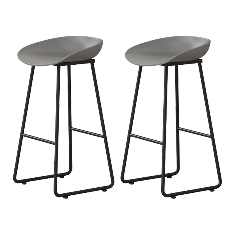 Modern Armless Backrest Counter Stool Iron Kitchen Bar Stool with Plastic Seat Gray 2 Piece Set Bar Stool(30"H) Clearhalo 'Bar Furniture' 'Bar Stools' 'bar_stools' 'furn' 'furn_bar_stools' 'furniture_bar_stools' 'Kitchen & Dining Furniture' 'kitchen&dining_furn' 'kitchen' 'kitchen_furn' Furniture' 4555354