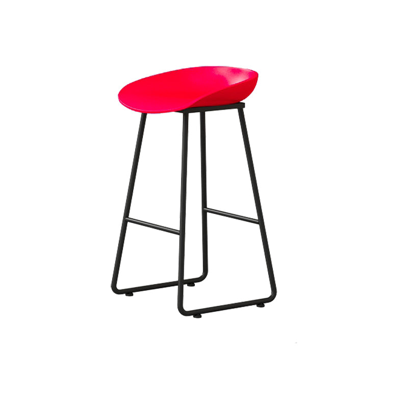 Modern Armless Backrest Counter Stool Iron Kitchen Bar Stool with Plastic Seat Red 1 Piece Counter Stool(26"H) Clearhalo 'Bar Furniture' 'Bar Stools' 'bar_stools' 'furn' 'furn_bar_stools' 'furniture_bar_stools' 'Kitchen & Dining Furniture' 'kitchen&dining_furn' 'kitchen' 'kitchen_furn' Furniture' 4555356