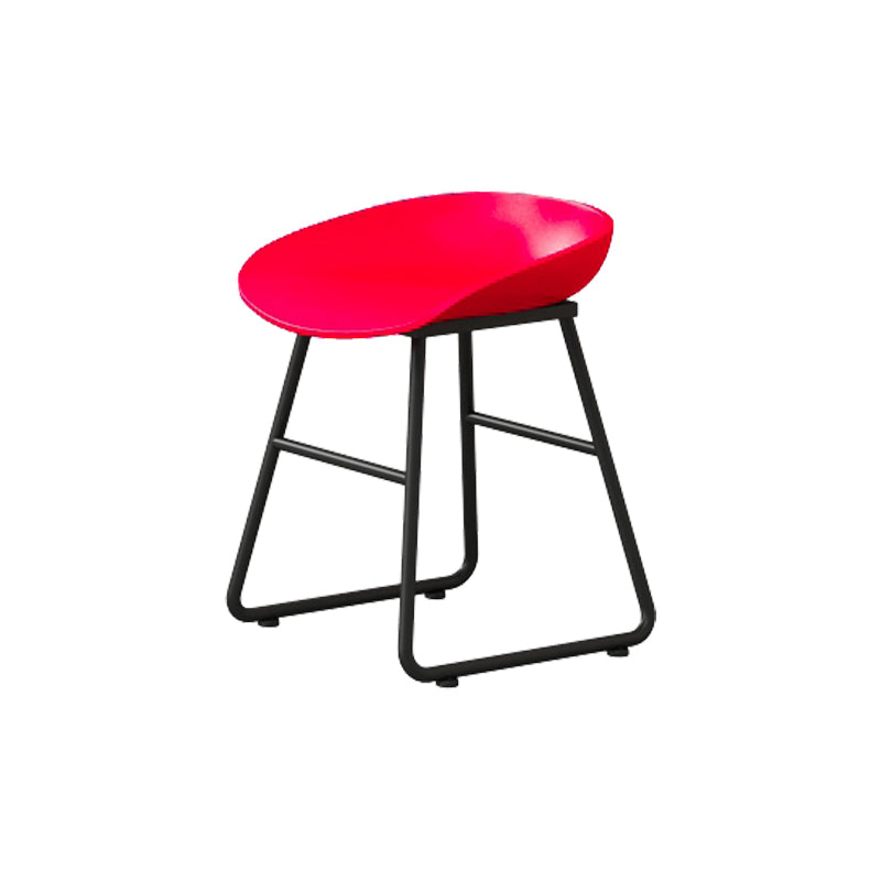 Modern Armless Backrest Counter Stool Iron Kitchen Bar Stool with Plastic Seat Red 1 Piece Short Stool(18"H) Clearhalo 'Bar Furniture' 'Bar Stools' 'bar_stools' 'furn' 'furn_bar_stools' 'furniture_bar_stools' 'Kitchen & Dining Furniture' 'kitchen&dining_furn' 'kitchen' 'kitchen_furn' Furniture' 4555359