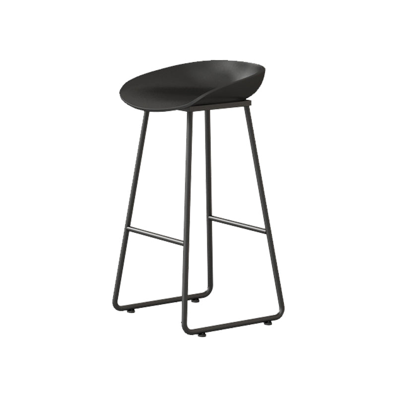Modern Armless Backrest Counter Stool Iron Kitchen Bar Stool with Plastic Seat Black 1 Piece Bar Stool(30"H) Clearhalo 'Bar Furniture' 'Bar Stools' 'bar_stools' 'furn' 'furn_bar_stools' 'furniture_bar_stools' 'Kitchen & Dining Furniture' 'kitchen&dining_furn' 'kitchen' 'kitchen_furn' Furniture' 4555362