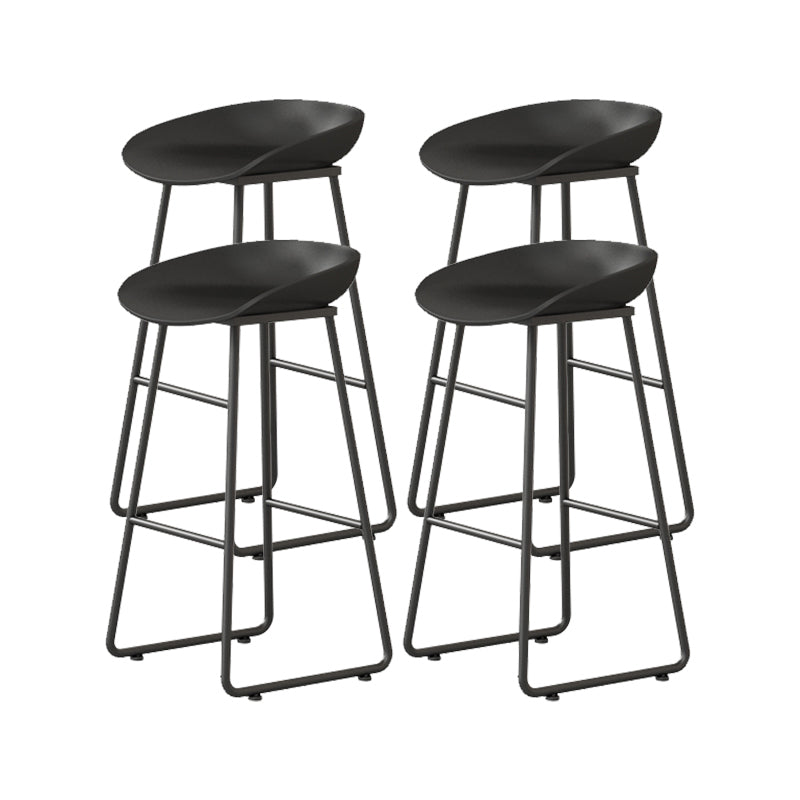 Modern Armless Backrest Counter Stool Iron Kitchen Bar Stool with Plastic Seat Black 4 Piece Set Bar Stool(30"H) Clearhalo 'Bar Furniture' 'Bar Stools' 'bar_stools' 'furn' 'furn_bar_stools' 'furniture_bar_stools' 'Kitchen & Dining Furniture' 'kitchen&dining_furn' 'kitchen' 'kitchen_furn' Furniture' 4555364