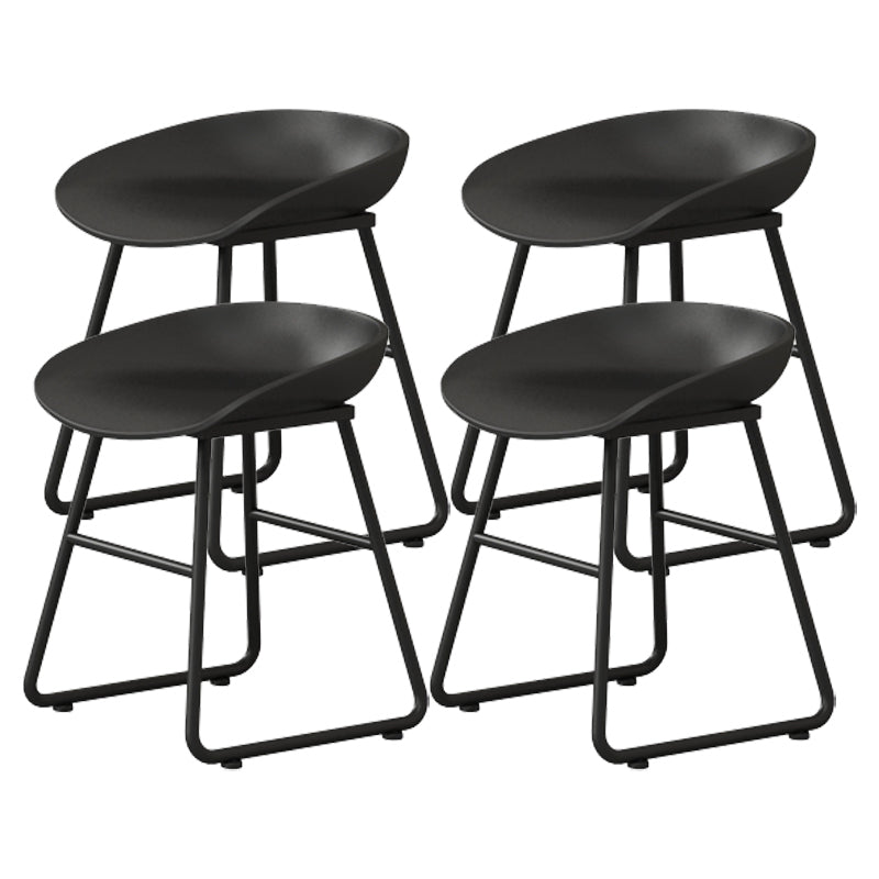 Modern Armless Backrest Counter Stool Iron Kitchen Bar Stool with Plastic Seat Black 4 Piece Set Short Stool(18"H) Clearhalo 'Bar Furniture' 'Bar Stools' 'bar_stools' 'furn' 'furn_bar_stools' 'furniture_bar_stools' 'Kitchen & Dining Furniture' 'kitchen&dining_furn' 'kitchen' 'kitchen_furn' Furniture' 4555367