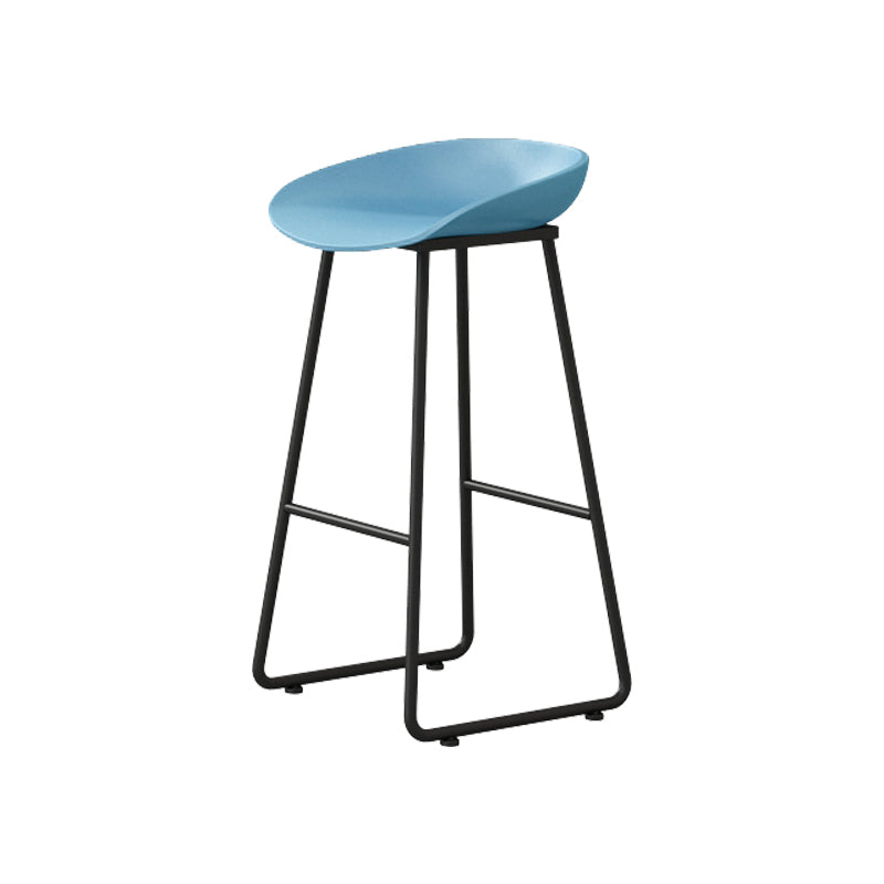 Modern Armless Backrest Counter Stool Iron Kitchen Bar Stool with Plastic Seat Blue 1 Piece Bar Stool(30"H) Clearhalo 'Bar Furniture' 'Bar Stools' 'bar_stools' 'furn' 'furn_bar_stools' 'furniture_bar_stools' 'Kitchen & Dining Furniture' 'kitchen&dining_furn' 'kitchen' 'kitchen_furn' Furniture' 4555368