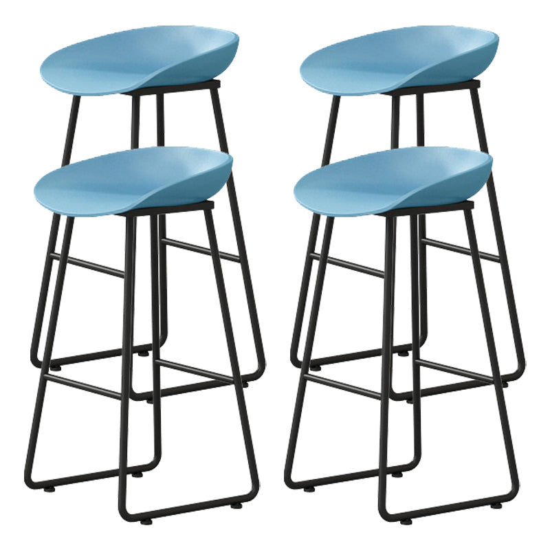 Modern Armless Backrest Counter Stool Iron Kitchen Bar Stool with Plastic Seat Blue 4 Piece Set Bar Stool(30"H) Clearhalo 'Bar Furniture' 'Bar Stools' 'bar_stools' 'furn' 'furn_bar_stools' 'furniture_bar_stools' 'Kitchen & Dining Furniture' 'kitchen&dining_furn' 'kitchen' 'kitchen_furn' Furniture' 4555370