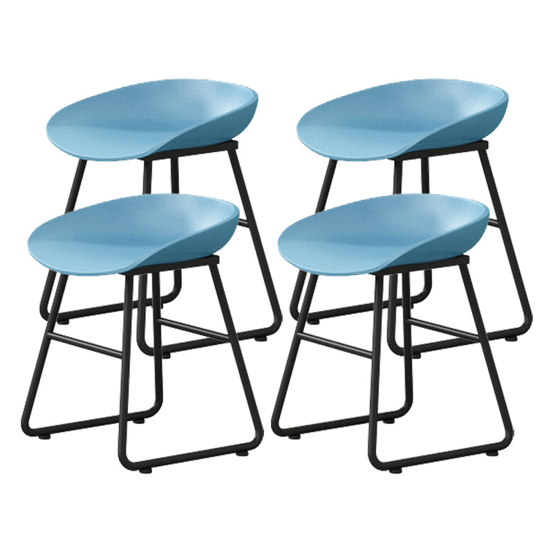 Modern Armless Backrest Counter Stool Iron Kitchen Bar Stool with Plastic Seat Blue 4 Piece Set Short Stool(18"H) Clearhalo 'Bar Furniture' 'Bar Stools' 'bar_stools' 'furn' 'furn_bar_stools' 'furniture_bar_stools' 'Kitchen & Dining Furniture' 'kitchen&dining_furn' 'kitchen' 'kitchen_furn' Furniture' 4555373
