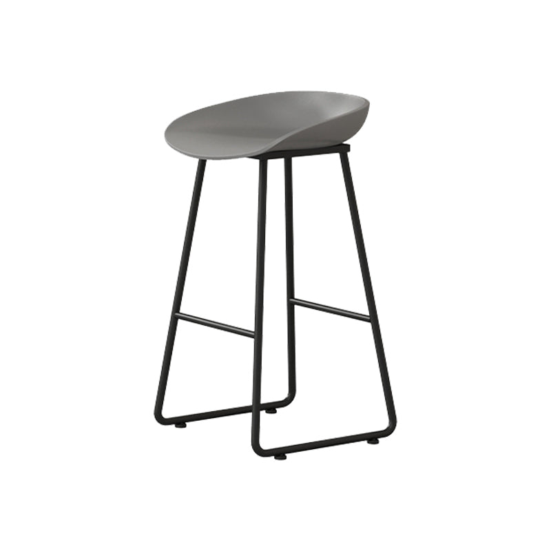 Modern Armless Backrest Counter Stool Iron Kitchen Bar Stool with Plastic Seat Gray 1 Piece Counter Stool(26"H) Clearhalo 'Bar Furniture' 'Bar Stools' 'bar_stools' 'furn' 'furn_bar_stools' 'furniture_bar_stools' 'Kitchen & Dining Furniture' 'kitchen&dining_furn' 'kitchen' 'kitchen_furn' Furniture' 4555374