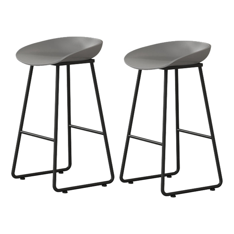 Modern Armless Backrest Counter Stool Iron Kitchen Bar Stool with Plastic Seat Gray 2 Piece Set Counter Stool(26"H) Clearhalo 'Bar Furniture' 'Bar Stools' 'bar_stools' 'furn' 'furn_bar_stools' 'furniture_bar_stools' 'Kitchen & Dining Furniture' 'kitchen&dining_furn' 'kitchen' 'kitchen_furn' Furniture' 4555375