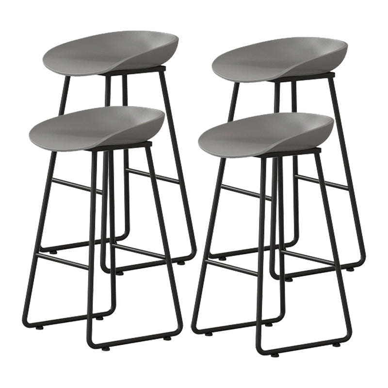 Modern Armless Backrest Counter Stool Iron Kitchen Bar Stool with Plastic Seat Gray 4 Piece Set Counter Stool(26"H) Clearhalo 'Bar Furniture' 'Bar Stools' 'bar_stools' 'furn' 'furn_bar_stools' 'furniture_bar_stools' 'Kitchen & Dining Furniture' 'kitchen&dining_furn' 'kitchen' 'kitchen_furn' Furniture' 4555376
