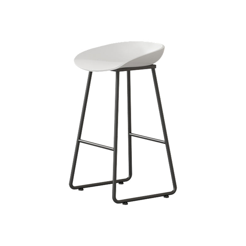 Modern Armless Backrest Counter Stool Iron Kitchen Bar Stool with Plastic Seat White 1 Piece Counter Stool(26"H) Clearhalo 'Bar Furniture' 'Bar Stools' 'bar_stools' 'furn' 'furn_bar_stools' 'furniture_bar_stools' 'Kitchen & Dining Furniture' 'kitchen&dining_furn' 'kitchen' 'kitchen_furn' Furniture' 4555377