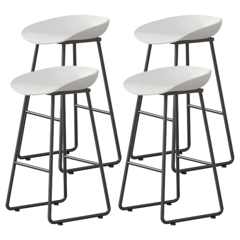 Modern Armless Backrest Counter Stool Iron Kitchen Bar Stool with Plastic Seat White 4 Piece Set Counter Stool(26"H) Clearhalo 'Bar Furniture' 'Bar Stools' 'bar_stools' 'furn' 'furn_bar_stools' 'furniture_bar_stools' 'Kitchen & Dining Furniture' 'kitchen&dining_furn' 'kitchen' 'kitchen_furn' Furniture' 4555379