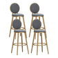 Glam Armless Backrest Counter Stool Steel Bookstore Bar Stool with Velvet Cushion Grey 4 Piece Set Clearhalo 'Bar Furniture' 'Bar Stools' 'bar_stools' 'furn' 'furn_bar_stools' 'furniture_bar_stools' 'Kitchen & Dining Furniture' 'kitchen&dining_furn' 'kitchen' 'kitchen_furn' Furniture' 4555432