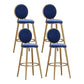 Glam Armless Backrest Counter Stool Steel Bookstore Bar Stool with Velvet Cushion Blue 4 Piece Set Clearhalo 'Bar Furniture' 'Bar Stools' 'bar_stools' 'furn' 'furn_bar_stools' 'furniture_bar_stools' 'Kitchen & Dining Furniture' 'kitchen&dining_furn' 'kitchen' 'kitchen_furn' Furniture' 4555438