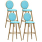 Glam Armless Backrest Counter Stool Steel Bookstore Bar Stool with Velvet Cushion Sky Blue 4 Piece Set Clearhalo 'Bar Furniture' 'Bar Stools' 'bar_stools' 'furn' 'furn_bar_stools' 'furniture_bar_stools' 'Kitchen & Dining Furniture' 'kitchen&dining_furn' 'kitchen' 'kitchen_furn' Furniture' 4555454