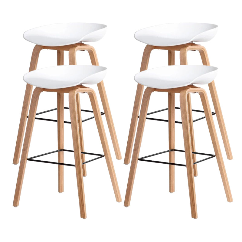 Scandinavia Style Bar-stool Wooden Legs Bucket Seat for Kitchen Bar White Natural 4 Piece Set Clearhalo 'Bar Furniture' 'Bar Stools' 'bar_stools' 'furn' 'furn_bar_stools' 'furniture_bar_stools' 'Kitchen & Dining Furniture' 'kitchen&dining_furn' 'kitchen' 'kitchen_furn' Furniture' 4555461