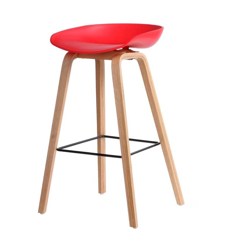 Scandinavia Style Bar-stool Wooden Legs Bucket Seat for Kitchen Bar Red Natural 1 Piece Clearhalo 'Bar Furniture' 'Bar Stools' 'bar_stools' 'furn' 'furn_bar_stools' 'furniture_bar_stools' 'Kitchen & Dining Furniture' 'kitchen&dining_furn' 'kitchen' 'kitchen_furn' Furniture' 4555464
