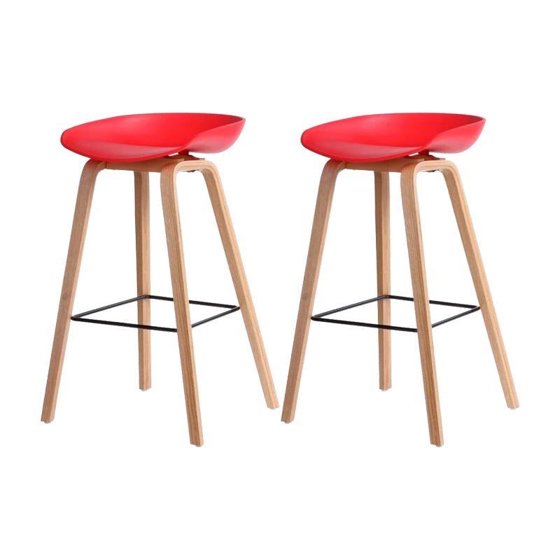 Scandinavia Style Bar-stool Wooden Legs Bucket Seat for Kitchen Bar Red Natural 2 Piece Set Clearhalo 'Bar Furniture' 'Bar Stools' 'bar_stools' 'furn' 'furn_bar_stools' 'furniture_bar_stools' 'Kitchen & Dining Furniture' 'kitchen&dining_furn' 'kitchen' 'kitchen_furn' Furniture' 4555466