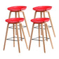 Scandinavia Style Bar-stool Wooden Legs Bucket Seat for Kitchen Bar Red Natural 4 Piece Set Clearhalo 'Bar Furniture' 'Bar Stools' 'bar_stools' 'furn' 'furn_bar_stools' 'furniture_bar_stools' 'Kitchen & Dining Furniture' 'kitchen&dining_furn' 'kitchen' 'kitchen_furn' Furniture' 4555467