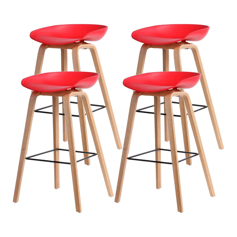 Scandinavia Style Bar-stool Wooden Legs Bucket Seat for Kitchen Bar Red Natural 4 Piece Set Clearhalo 'Bar Furniture' 'Bar Stools' 'bar_stools' 'furn' 'furn_bar_stools' 'furniture_bar_stools' 'Kitchen & Dining Furniture' 'kitchen&dining_furn' 'kitchen' 'kitchen_furn' Furniture' 4555467