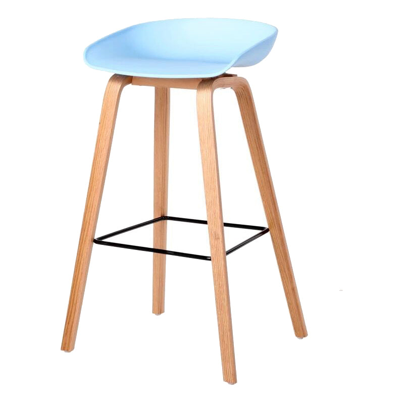 Scandinavia Style Bar-stool Wooden Legs Bucket Seat for Kitchen Bar Sky Blue Natural 1 Piece Clearhalo 'Bar Furniture' 'Bar Stools' 'bar_stools' 'furn' 'furn_bar_stools' 'furniture_bar_stools' 'Kitchen & Dining Furniture' 'kitchen&dining_furn' 'kitchen' 'kitchen_furn' Furniture' 4555469