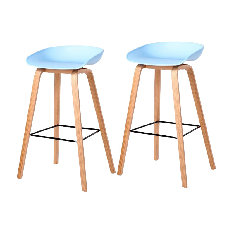 Scandinavia Style Bar-stool Wooden Legs Bucket Seat for Kitchen Bar Sky Blue Natural 2 Piece Set Clearhalo 'Bar Furniture' 'Bar Stools' 'bar_stools' 'furn' 'furn_bar_stools' 'furniture_bar_stools' 'Kitchen & Dining Furniture' 'kitchen&dining_furn' 'kitchen' 'kitchen_furn' Furniture' 4555471