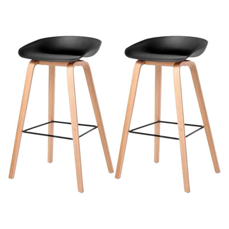 Scandinavia Style Bar-stool Wooden Legs Bucket Seat for Kitchen Bar Black Natural 2 Piece Set Clearhalo 'Bar Furniture' 'Bar Stools' 'bar_stools' 'furn' 'furn_bar_stools' 'furniture_bar_stools' 'Kitchen & Dining Furniture' 'kitchen&dining_furn' 'kitchen' 'kitchen_furn' Furniture' 4555478