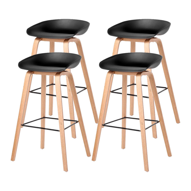 Scandinavia Style Bar-stool Wooden Legs Bucket Seat for Kitchen Bar Black Natural 4 Piece Set Clearhalo 'Bar Furniture' 'Bar Stools' 'bar_stools' 'furn' 'furn_bar_stools' 'furniture_bar_stools' 'Kitchen & Dining Furniture' 'kitchen&dining_furn' 'kitchen' 'kitchen_furn' Furniture' 4555480