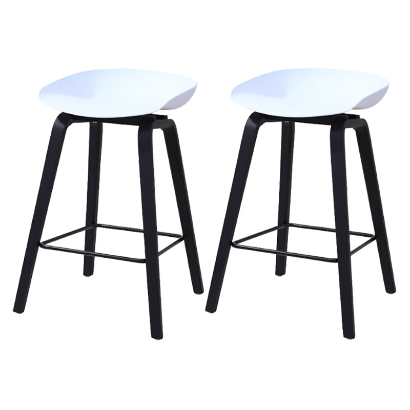 Scandinavia Style Bar-stool Wooden Legs Bucket Seat for Kitchen Bar White Black 2 Piece Set Clearhalo 'Bar Furniture' 'Bar Stools' 'bar_stools' 'furn' 'furn_bar_stools' 'furniture_bar_stools' 'Kitchen & Dining Furniture' 'kitchen&dining_furn' 'kitchen' 'kitchen_furn' Furniture' 4555485
