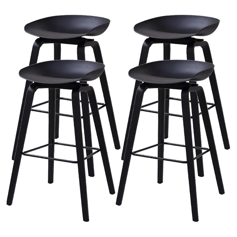 Scandinavia Style Bar-stool Wooden Legs Bucket Seat for Kitchen Bar Black Black 4 Piece Set Clearhalo 'Bar Furniture' 'Bar Stools' 'bar_stools' 'furn' 'furn_bar_stools' 'furniture_bar_stools' 'Kitchen & Dining Furniture' 'kitchen&dining_furn' 'kitchen' 'kitchen_furn' Furniture' 4555489