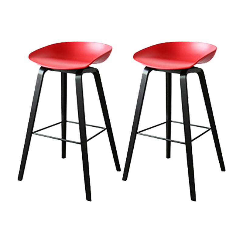 Scandinavia Style Bar-stool Wooden Legs Bucket Seat for Kitchen Bar Red Black 2 Piece Set Clearhalo 'Bar Furniture' 'Bar Stools' 'bar_stools' 'furn' 'furn_bar_stools' 'furniture_bar_stools' 'Kitchen & Dining Furniture' 'kitchen&dining_furn' 'kitchen' 'kitchen_furn' Furniture' 4555491