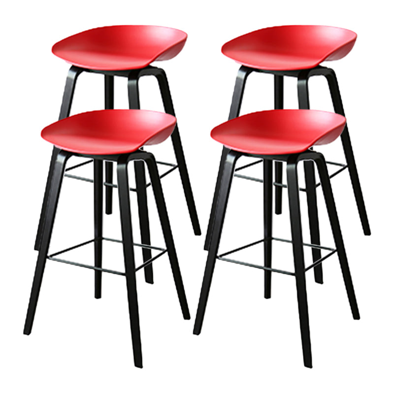 Scandinavia Style Bar-stool Wooden Legs Bucket Seat for Kitchen Bar Red Black 4 Piece Set Clearhalo 'Bar Furniture' 'Bar Stools' 'bar_stools' 'furn' 'furn_bar_stools' 'furniture_bar_stools' 'Kitchen & Dining Furniture' 'kitchen&dining_furn' 'kitchen' 'kitchen_furn' Furniture' 4555492