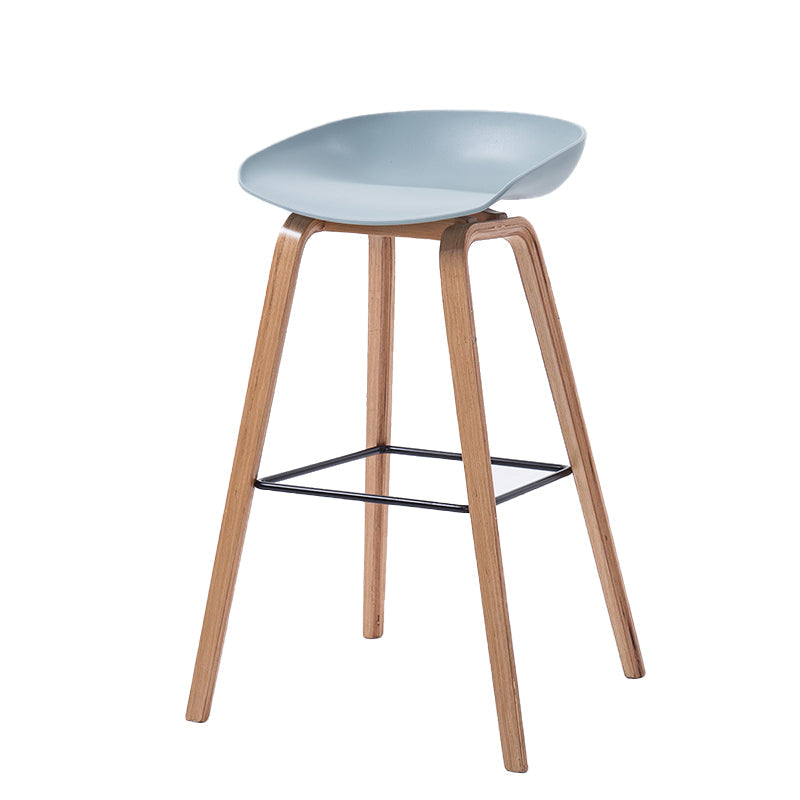 Scandinavia Style Bar-stool Wooden Legs Bucket Seat for Kitchen Bar Pewter Natural 1 Piece Clearhalo 'Bar Furniture' 'Bar Stools' 'bar_stools' 'furn' 'furn_bar_stools' 'furniture_bar_stools' 'Kitchen & Dining Furniture' 'kitchen&dining_furn' 'kitchen' 'kitchen_furn' Furniture' 4555496