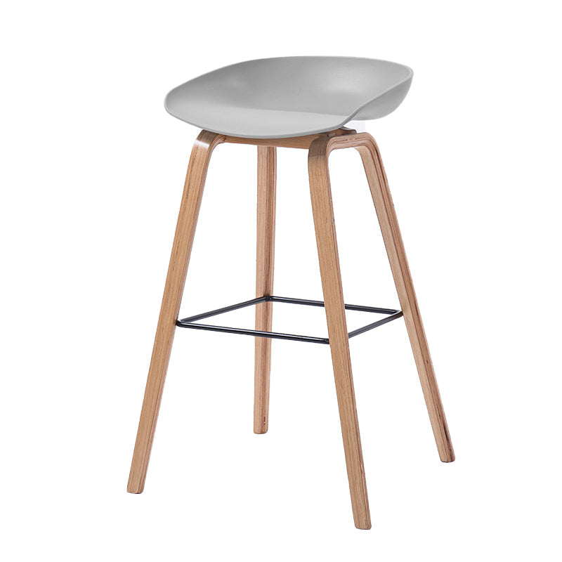 Scandinavia Style Bar-stool Wooden Legs Bucket Seat for Kitchen Bar Light Gray Natural 1 Piece Clearhalo 'Bar Furniture' 'Bar Stools' 'bar_stools' 'furn' 'furn_bar_stools' 'furniture_bar_stools' 'Kitchen & Dining Furniture' 'kitchen&dining_furn' 'kitchen' 'kitchen_furn' Furniture' 4555499