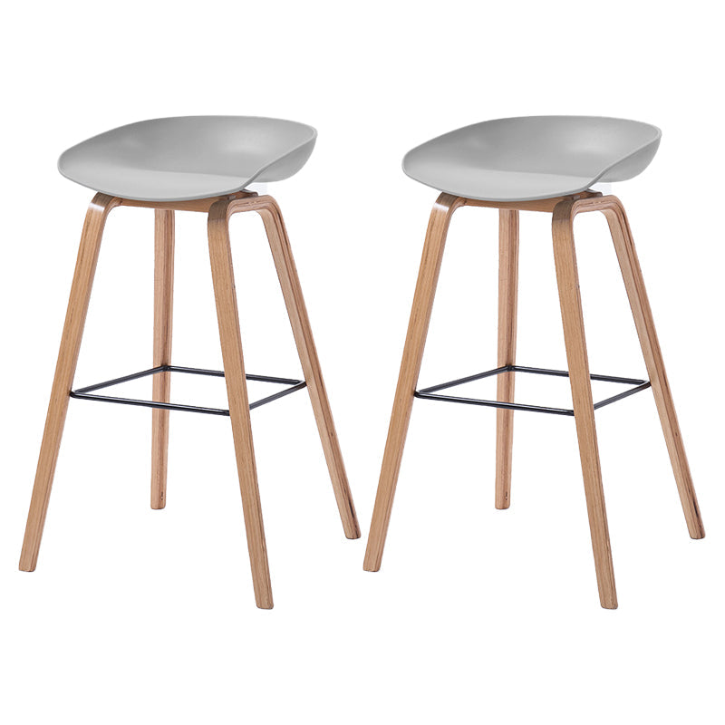 Scandinavia Style Bar-stool Wooden Legs Bucket Seat for Kitchen Bar Light Gray Natural 2 Piece Set Clearhalo 'Bar Furniture' 'Bar Stools' 'bar_stools' 'furn' 'furn_bar_stools' 'furniture_bar_stools' 'Kitchen & Dining Furniture' 'kitchen&dining_furn' 'kitchen' 'kitchen_furn' Furniture' 4555500