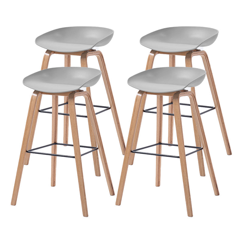 Scandinavia Style Bar-stool Wooden Legs Bucket Seat for Kitchen Bar Light Gray Natural 4 Piece Set Clearhalo 'Bar Furniture' 'Bar Stools' 'bar_stools' 'furn' 'furn_bar_stools' 'furniture_bar_stools' 'Kitchen & Dining Furniture' 'kitchen&dining_furn' 'kitchen' 'kitchen_furn' Furniture' 4555501