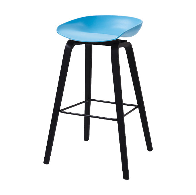 Scandinavia Style Bar-stool Wooden Legs Bucket Seat for Kitchen Bar Sky Blue Black 1 Piece Clearhalo 'Bar Furniture' 'Bar Stools' 'bar_stools' 'furn' 'furn_bar_stools' 'furniture_bar_stools' 'Kitchen & Dining Furniture' 'kitchen&dining_furn' 'kitchen' 'kitchen_furn' Furniture' 4555502